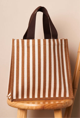 Brown Striped Tote Bag